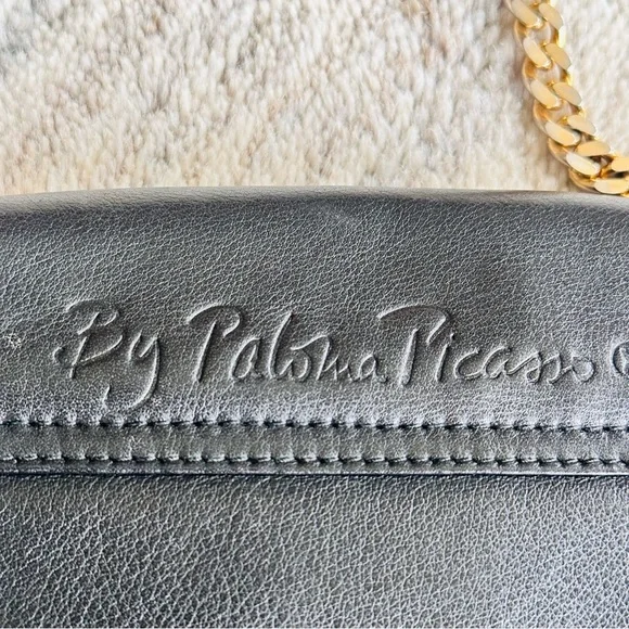 Paloma Picasso Crossbody Bag Black Leather Gold Chain Strap - Picture 12 of 12